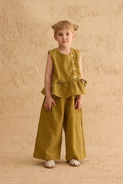 Fahhar Kids Ribbon Linen Suit Fat Green