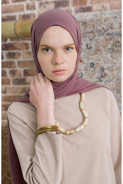 Fatma Atasoy Βαμβακερό Voile Light Plum Σάλι