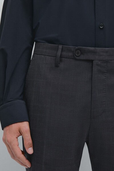 Massimo Dutti %100 yün kareli klasik pantolon
