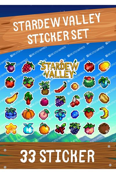 One Little Happiness Stardew Valley Sticker Set Phone Laptop Notebook Tablet Notebook Sticker