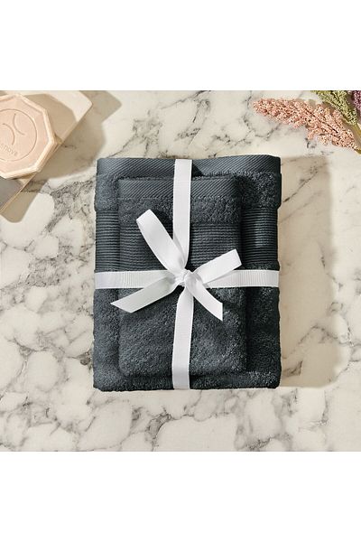 ASPARTAM Towel Set of 2 - Anthracite - 50X80 cm + 30X50 cm