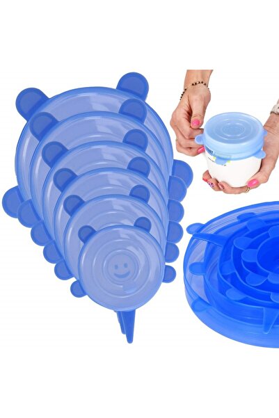 OEM Комплект от 6 капака за тенджери, силиконови, XS-XXL, син