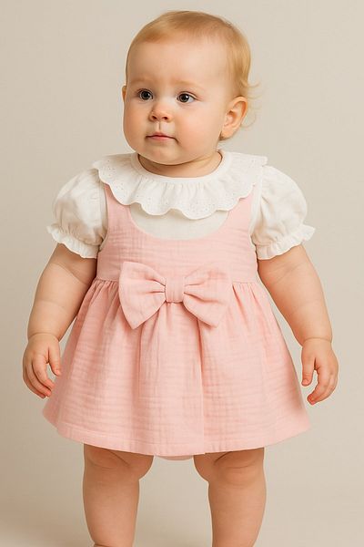 minuma Baby Girl Muslin Back Wing Dress 9-18 Months