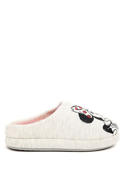 R&B Grey Minnie Mouse Print Bedroom Slippers