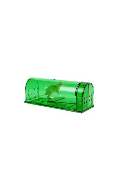 OEM Capcana pentru soareci, plastic, 17x6x6 cm, non-toxic, reutilizabila, verde/transparent