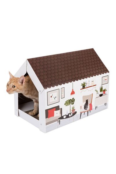 OEM Cat house with reversible scratching post and catnip, 58x36x41 cm XL Home