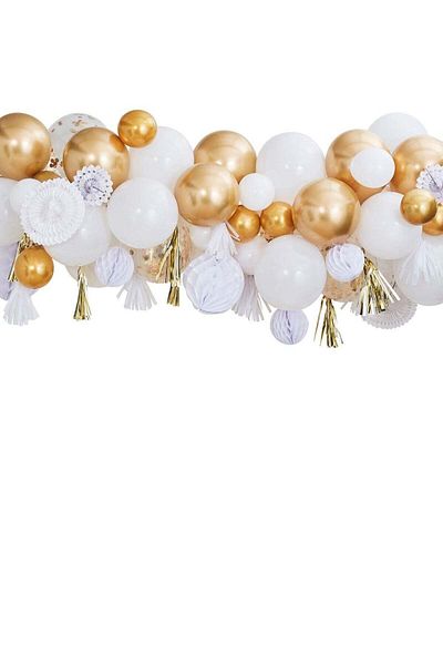 Ginger Ray Metallic Balloon Garland with Honeycomb & Fans - Decorative Balloon Garland for Parties a