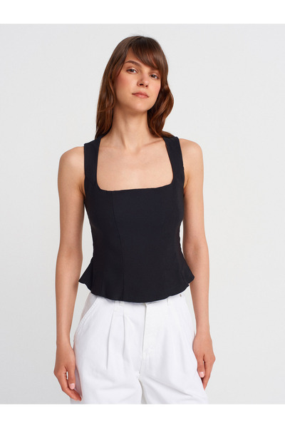 Dilvin 50860 Peplum Korse Top-Siyah