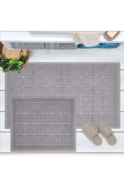 MATMEL Квадратна постелка за баня от 2 части - екрю - 60x100 см + 50x60 см