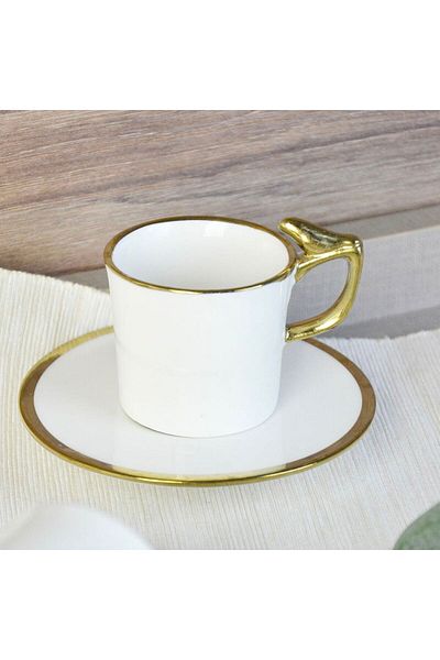 Paçi Canarino Gilded 6-Piece Coffee Cup - White / Gold