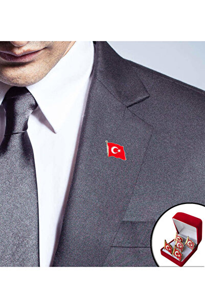 Teknookul Türk Bayraklı Yaka Rozeti Şık Kutulu 5'li
