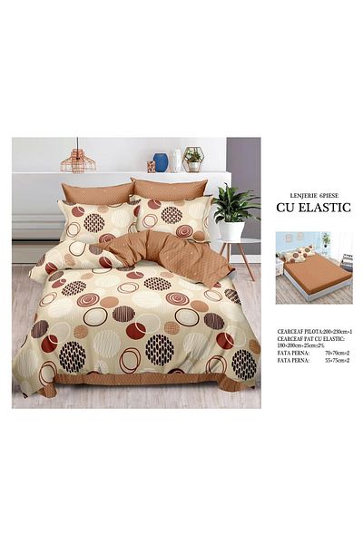 CHIRASO CHIRASO Finet Bedding Set, 6 Pieces, Fitted Sheet 180x200, Duvet Cover 200x230, 4 Pillowcases, Print