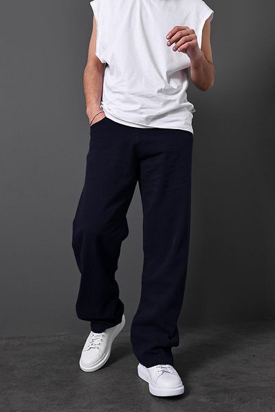 Slatra Ανδρικό υφασμάτινο παντελόνι μπλε Navy Baggy Gabardine