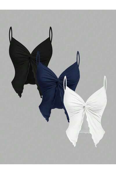 Wild Flower Pachet de 3 Albastru Marin Negru Roșu Claret Curea subțire Twist ...