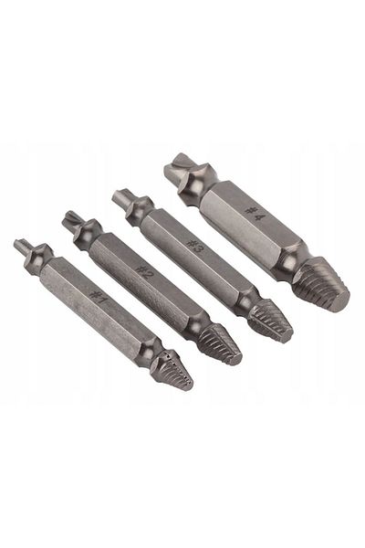 OEM Set of 4 screw extractors, steel, plastic box