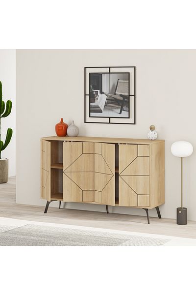 Mourah Home Dune Console – Modern 4-Door Sideboard with Elevated Legs, Storage for Living, Dining, Hallway