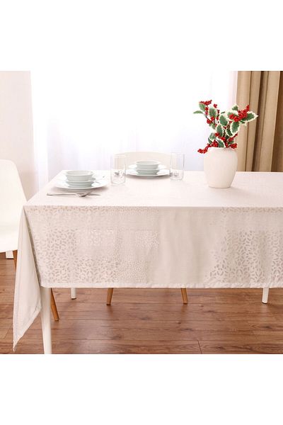 ASPARTAM Floral Devore Tablecloth - Gray - 140X200 cm