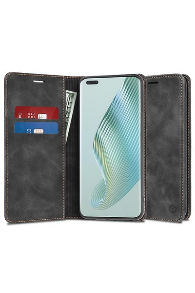 SKYDDAR INNOVATION Case for Honor Magic5 Pro, Soft Wallet, Book type, Eco Premium leather, Black, sticker set