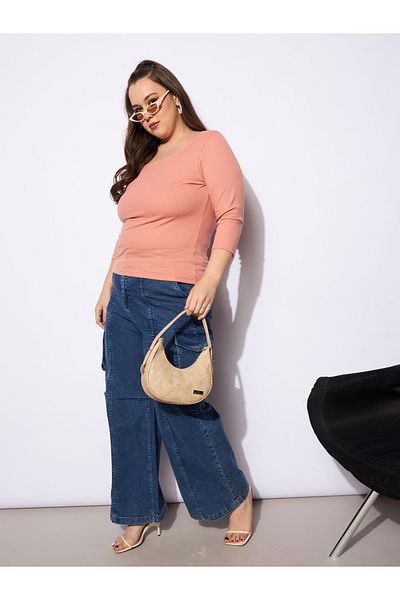 Sassafras By Styli Plus Size Straight Fit Jeans with Side Pockets Details