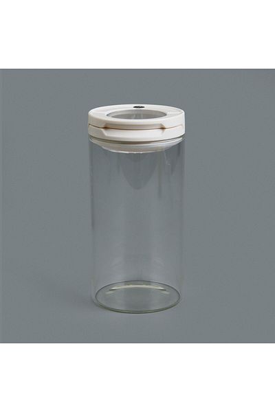 MATMEL Vacuum Glass Jar - Transparent / White - 600 ml