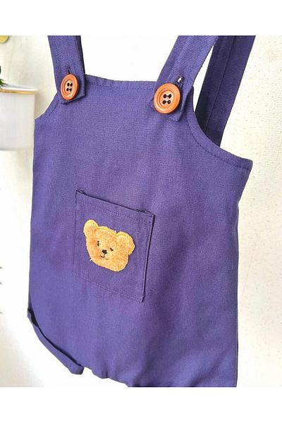 Purenestore Teddy Bear Punch Pocketed Baby Girl Boy Children's Salopet