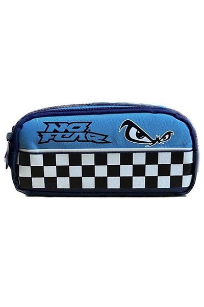 No Fear Pencil Bag 03625 Blue Checker Double Compartment
