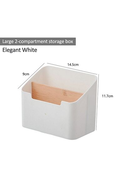 Choice white-2 grids 2/4 Grids Multi Functional Desktop Bamboo And Wood Compartment Storage Box With Detach