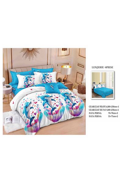 chiraso CHIRASO Finet Bedding Set, 6 Pieces, Sheet 240x250, Quilt 200x230, 4 Pillowcases, Print