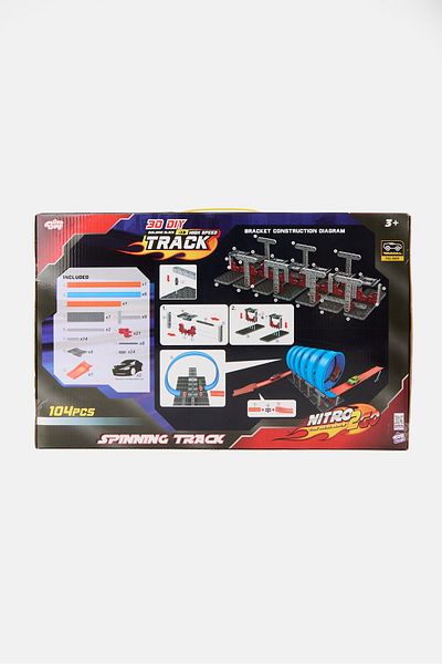 New Boy Nitro2Go Spinning Track 104 Pcs High-Speed Racing Set, Multicolor