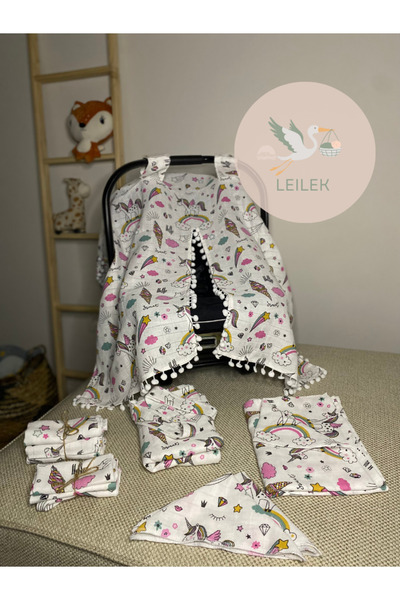 Leilek 6 Çeşit 11 Parça %100 Pamuk Müslin Set Ağız Ve Omuz Bezi -Emzirme ve P...