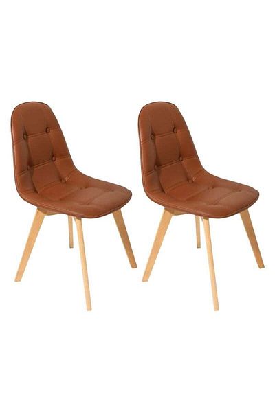 Taimi Pack of 2 Wooden Dining Chair With Padded Seat Designed For Home Kitchen Lounge And Office, Brown