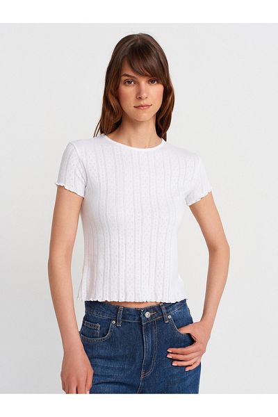 Dilvin 31834 Short Sleeve T-Shirt-White