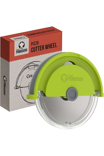 Chef Pomodoro Pizza Cutter, Stainless Steel/rubber, Silver/green, 10 Cm