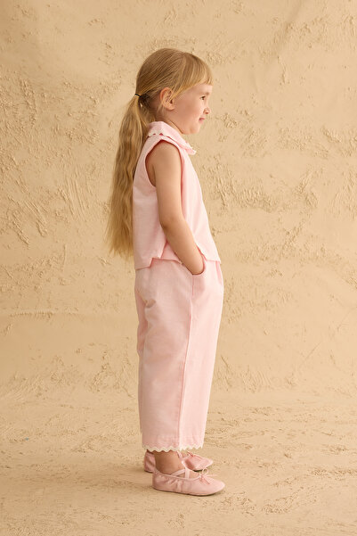 Fahhar Kids Slit Detailed Trousers Suit Pink