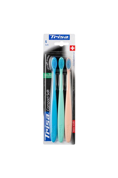Trisa Compact Soft manual toothbrushes, ultra-thin soft bristles, 693936 Multicolor