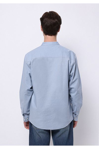 Colin's Regular Fit Judge Collar Plain Men's Linen Blend Blue Long Sleeve Shirt