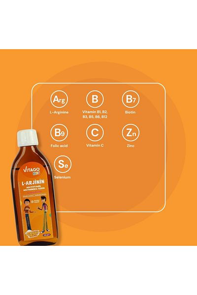 Vitago VITAGO Kids L-Arginine Growth Syrup to Increase Height and Multivitamin for Boys - 150ml