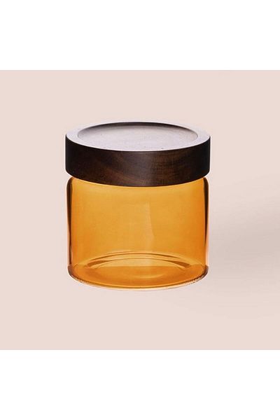 MATMEL Mia Acacia Round Glass Jar - Amber - 500 ml
