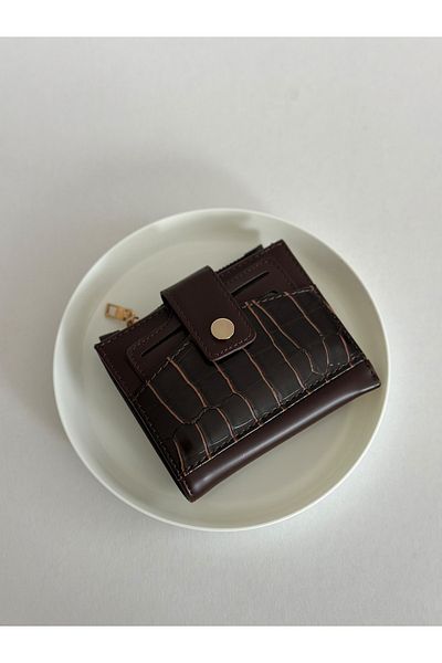 Boutiquehaki Winnie Crocodile Textured Women's Wallet with Card Holder Compartment Bitter Brown
