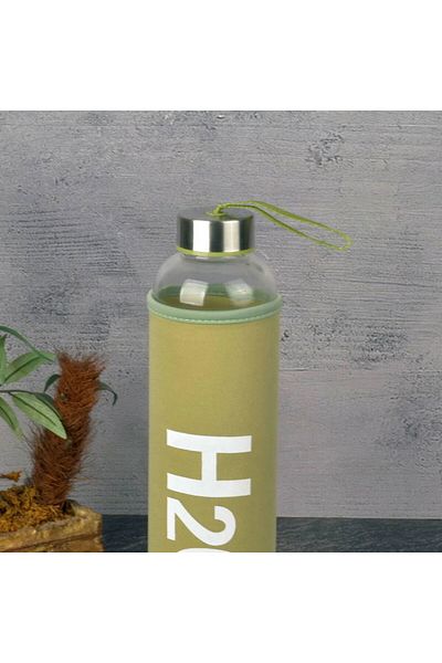 MATMEL H2O Glass Flask with Case - Green / Transparent - 600 ml