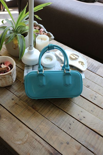Moom Bag Women's Turquoise Silicone Double Handle Strap Hand & Shoulder Bag