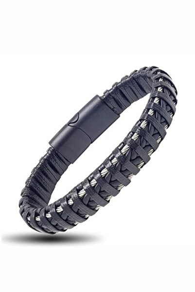 OSMANLI GÜMÜŞ سوار رجالي من الجلد المحبوك باللون الأبيض