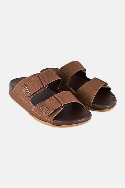 English Laundry Men Two Strap Slip On Arabic Sandals, Dark Brown