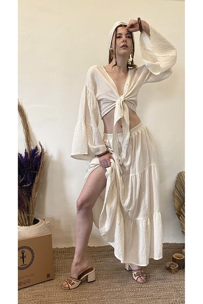 ARİNNASİDE Muslin Ruffle Skirt - Tie Front Top Set