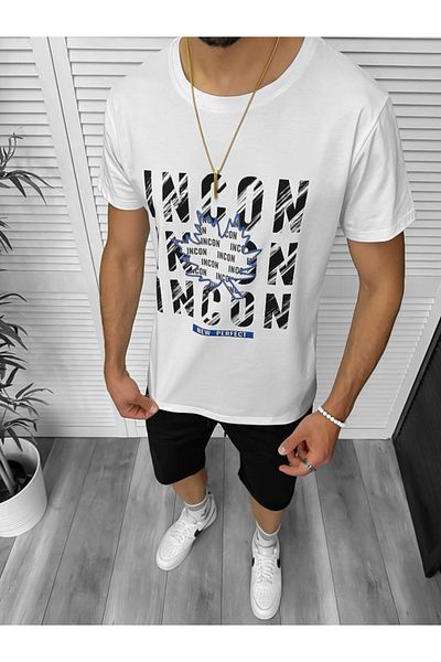 dehaine Men's casual suit, t-shirt plus shorts, white
