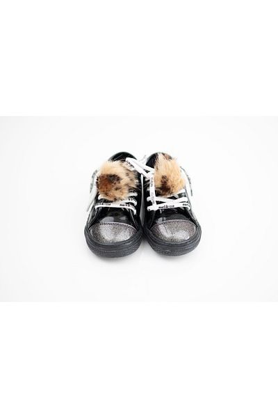 Merli&Rose Girl's Glittery Pompom (Removable) Sports Sneaker Shoes