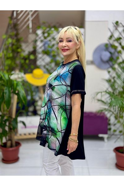 Punta Otantik Ms52301 Viscose Blouse with Turn