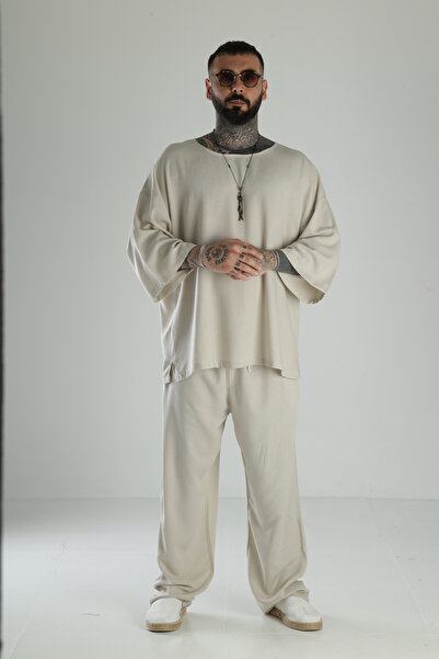 COCOPELLI Men's Beige Linen Suit Oversize