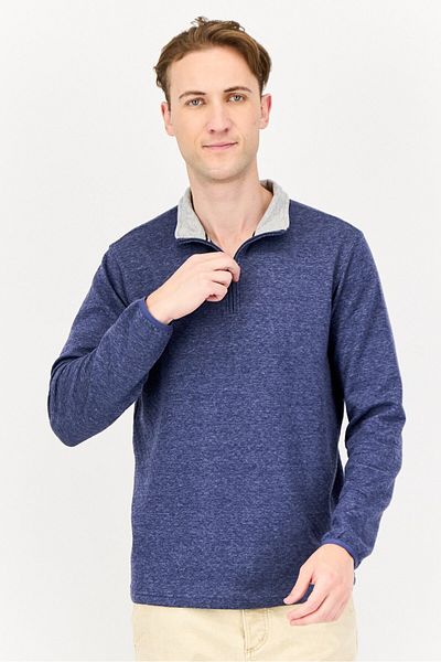 Chaps Men High Neck Heather Long Sleeve Sweatshirt, Slate Blue