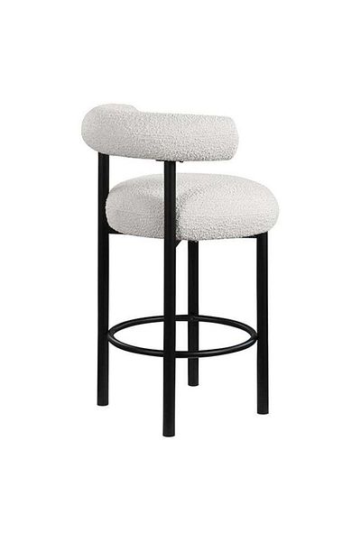 Generic Boucle Fabric Bar Stool, Modern White Chair